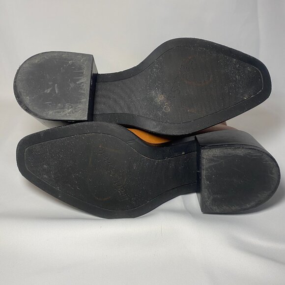 Franco Sarto Dalden Cognac Tan Leather Lug Chunky Block Sole Boots Womens 7 GUC - Picture 5 of 9